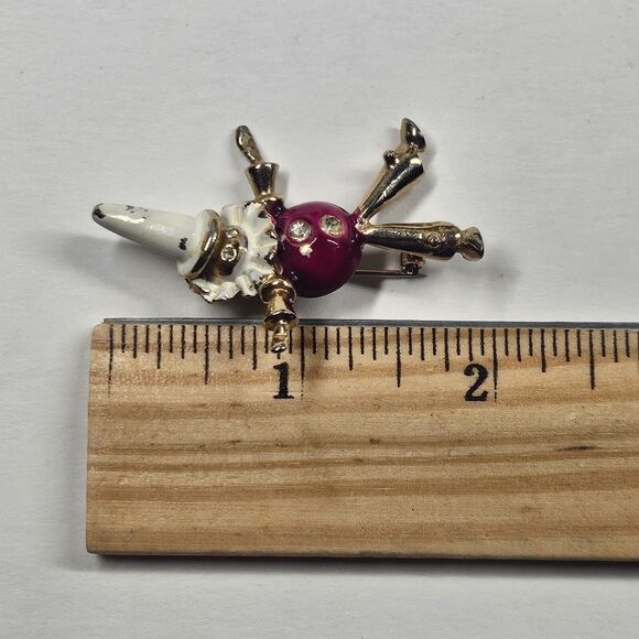 Ernest Steiner Clown Pin Vintage Rhinestone Enamel Brooch MCM - Picture 8 of 8